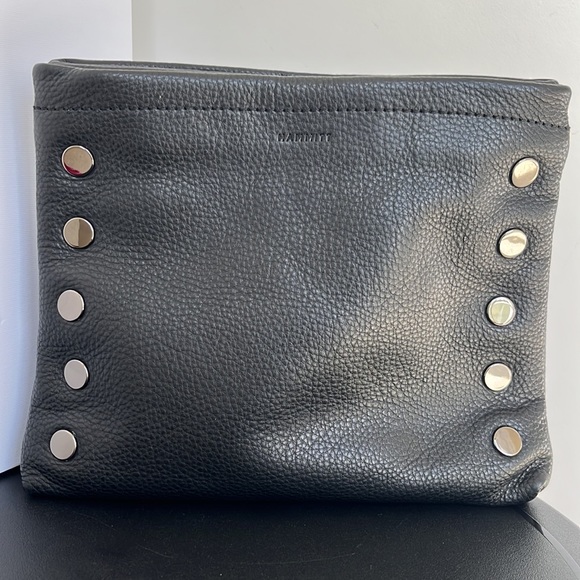 Hammitt Duke Triple Compartment Black Gunmetal Clutch EUC - Picture 2 of 11